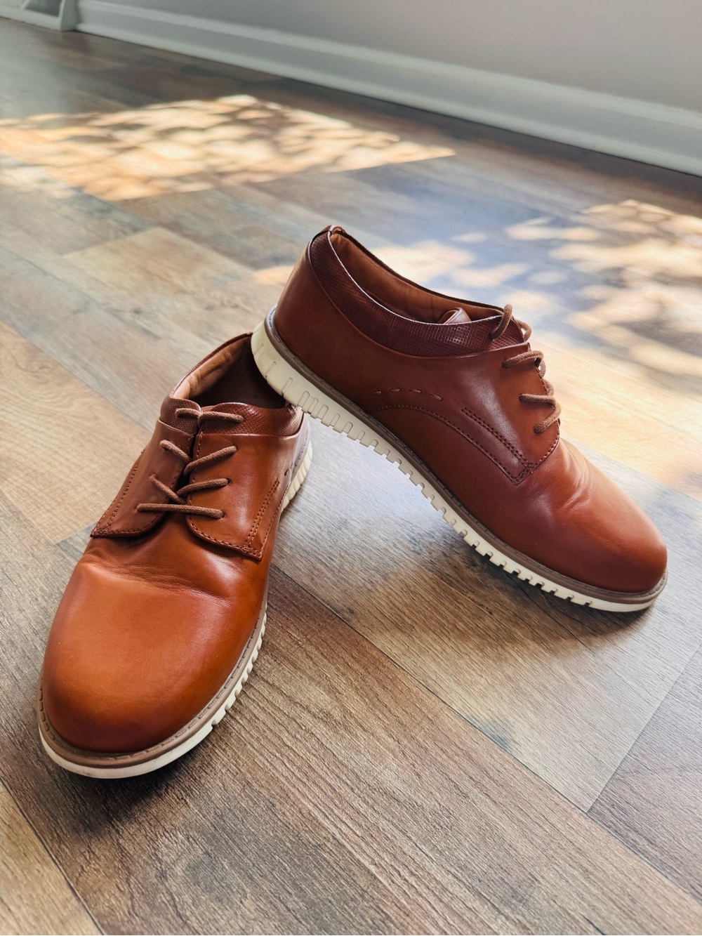 1901 Joshua Oxford Shoes 6M Cognac Brown Lace Up Comfort Derby